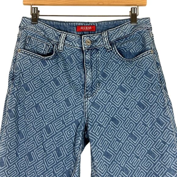 Guess Eco Mia Ultra High-Rise Logo Print Straight Jeans - Picture 5 of 9